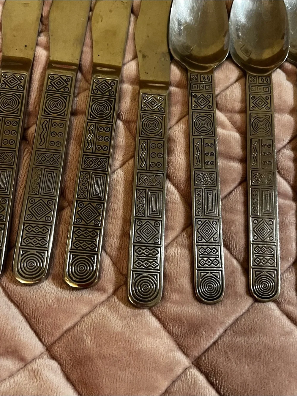 Cambridge Aztec Stainless Flatware 11 Pc Geometric Silverware Set Discontinued